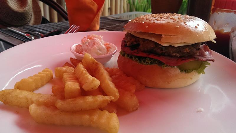 Burger at The Taman Restaurant Senggigi Lombok