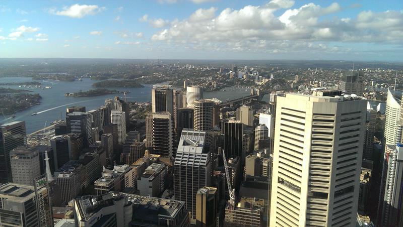 View from Sydney Tower towards the Harbour Bridge