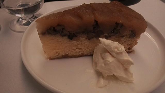 Dessert upside down cake with cream