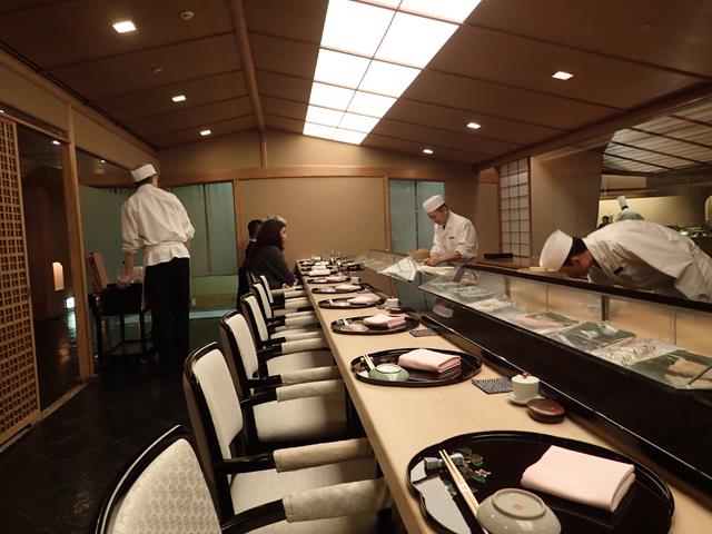 Sushi counter at Sakura Japanese Restaurant Tokyo