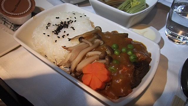 Japanese beef curry main meal on Cathay Pacific