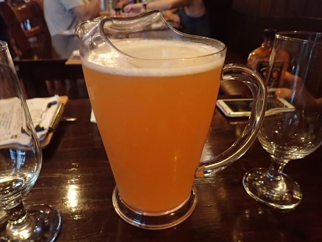 Jug of boutique beer at Lester and Earls Restaurant