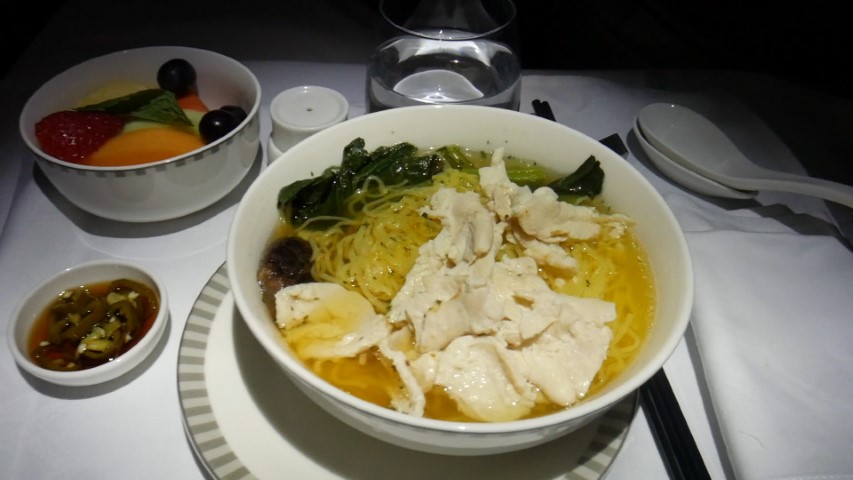 Chicken Noodle soup dinner on Singapore Airlines