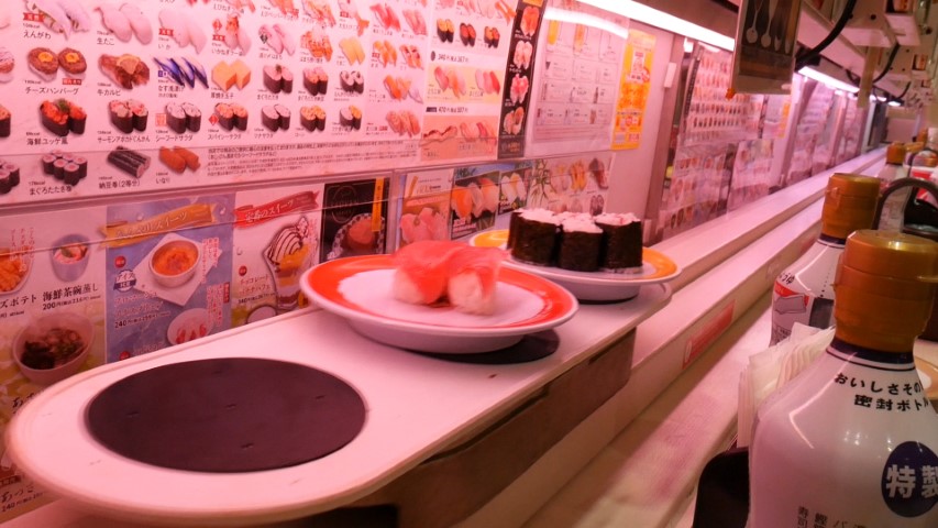 Sushi delivered to your seat at Genki Sushi