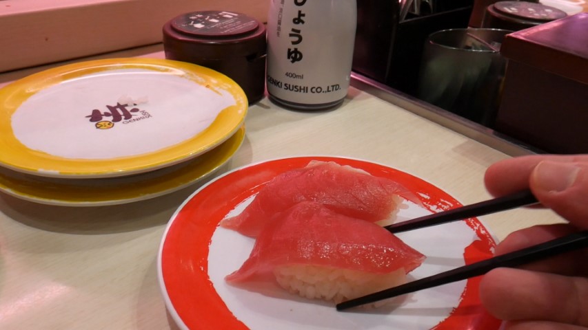 Tuna sushi at Genki Sushi Shibuya Tokyo