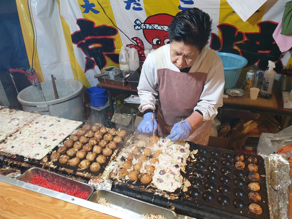 Takoyaki at Yasukuni Shrine Food Market Tokyo