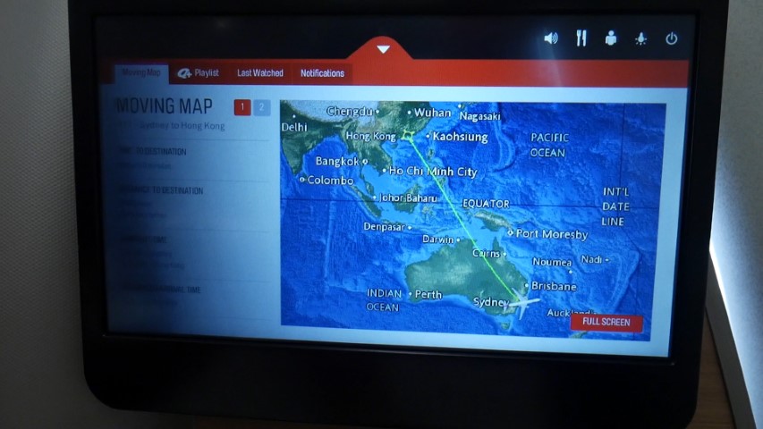 Flight Map on Qantas A330-300 Business Class