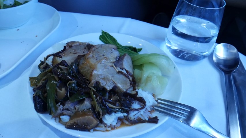 Main meal on Qantas Business Class