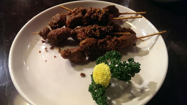 BBQ lamb skewers at Xian Chinese Restaurant Nishi-Shinjuku