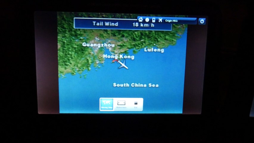 Flight map on Cathay Pacific Entertainment screen