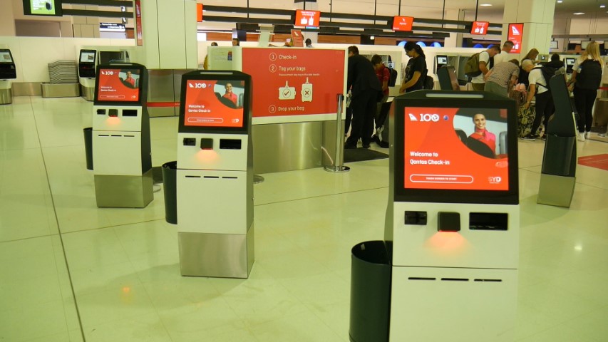 Qantas Electronic Check-in Kiosks Sydney International Airport