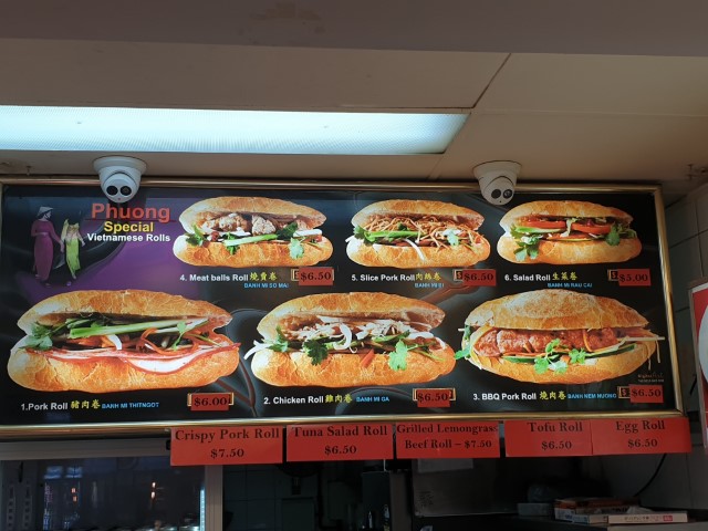 Vietnamese rolls menu at Phuong Sydney CBD