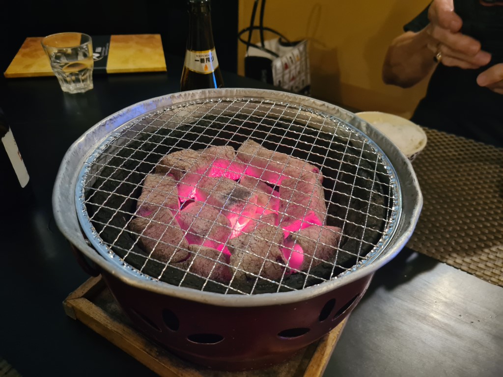 Hot charcoal BBQ at Riki Japanese