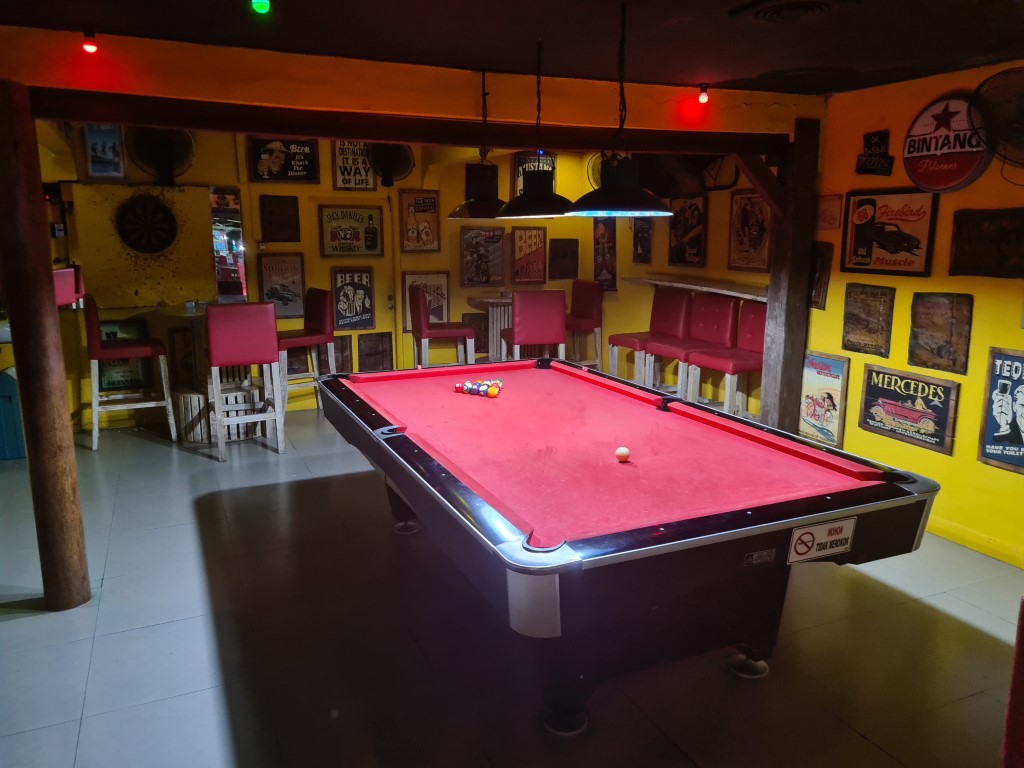 Pool table at Place 2 Be Sports Bar in Sanur