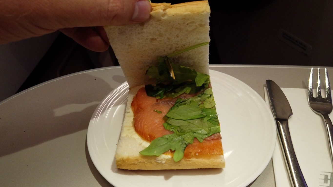 Dry Salmon Sandwich on Malaysia Airlines Business Class