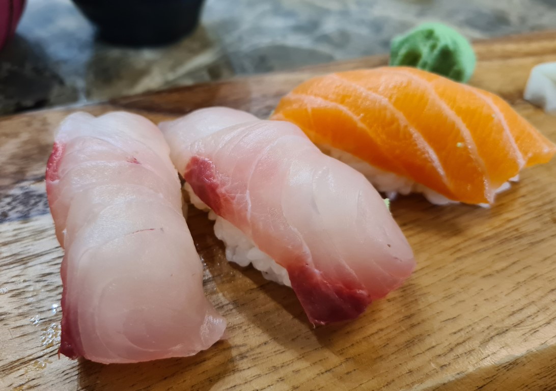 Kishfish and Salmon sushi at Sushi Mata