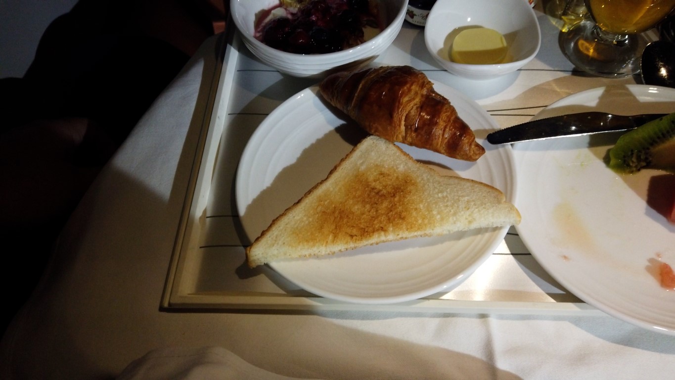 Toast and Croissant Breakfast on Malaysia Airlines Business Class