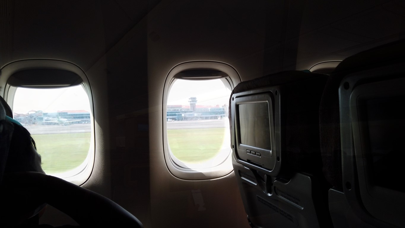 Aisle seat during take-off