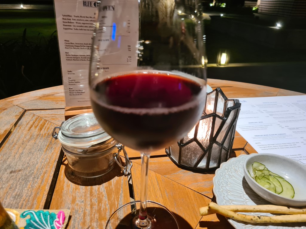 Glass of Red Wine at Blue Oven Restaurant Sanur