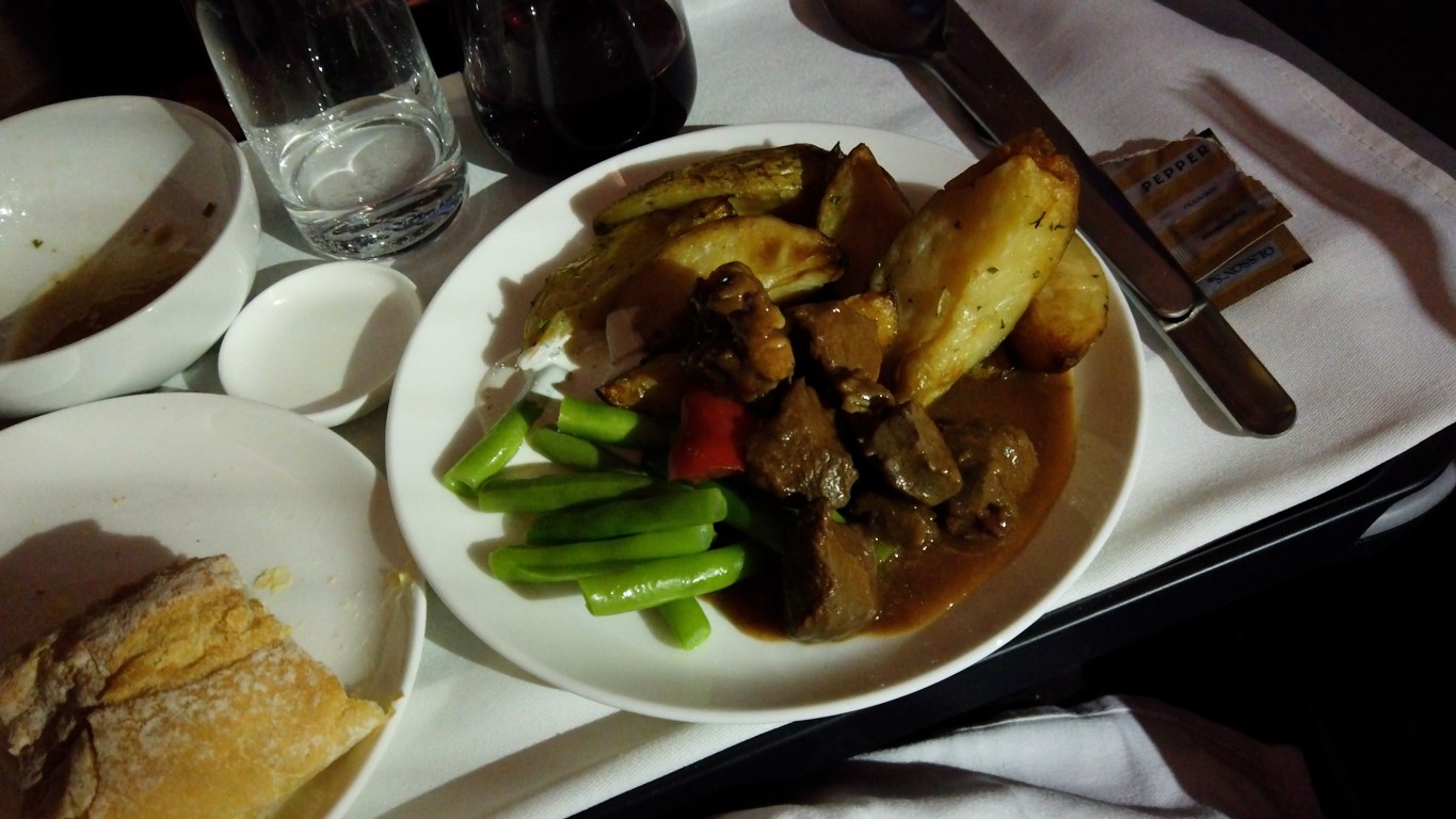 Main meal - Beef goulash on Qantas