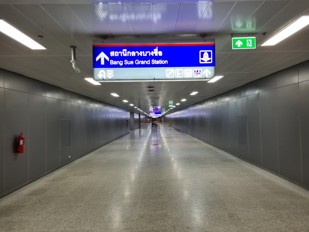 Tunnel from Bangkok MRT station to Bang Sue Grand Station Bangkok
