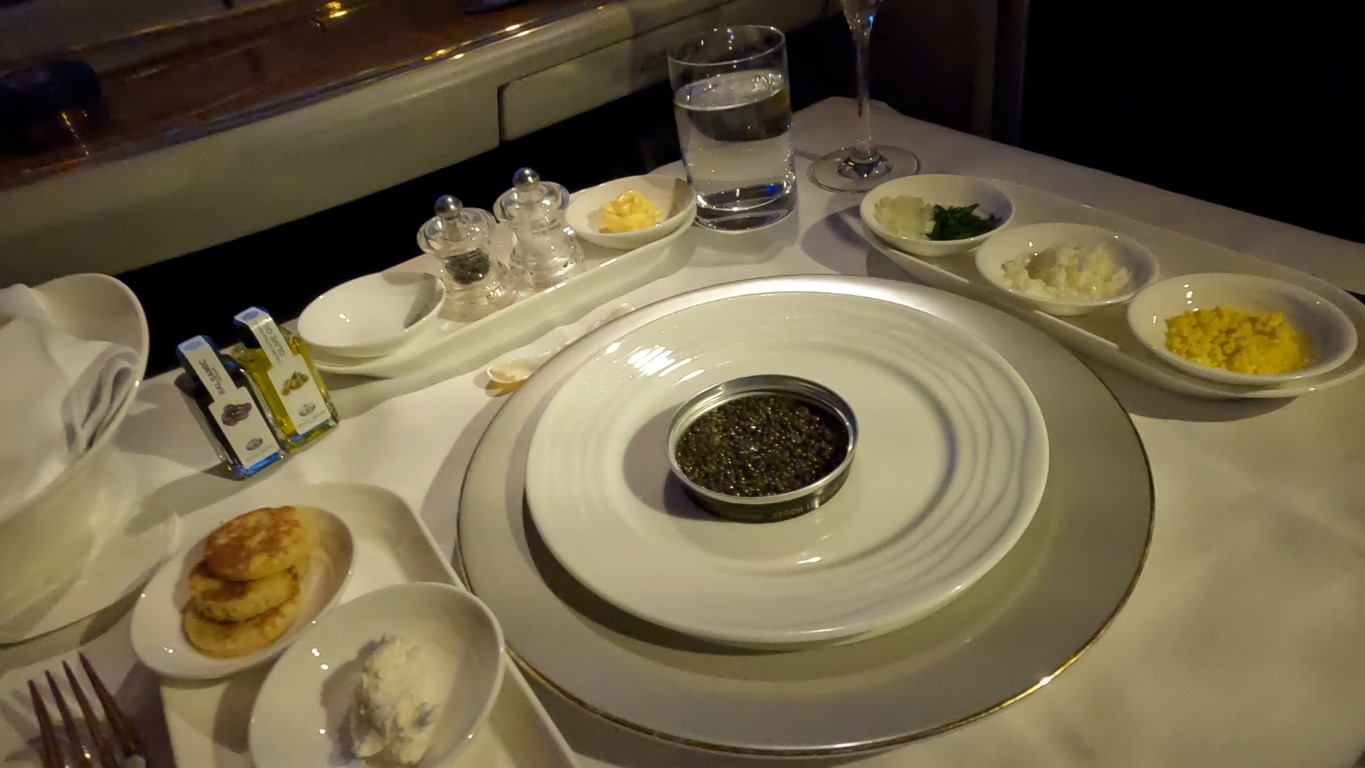 Caviar served in Emirates First Class