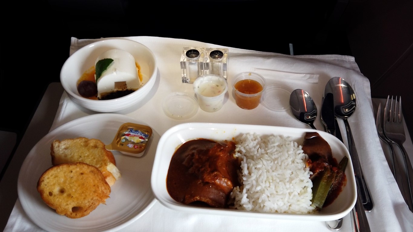Food served in Business Class on Malaysia Airlines Manila to KL
