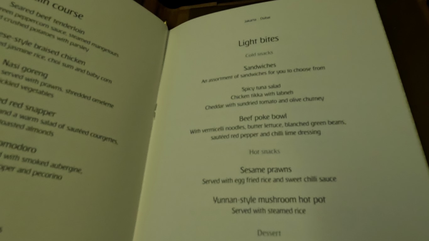 Light bites available in Emirates First Class