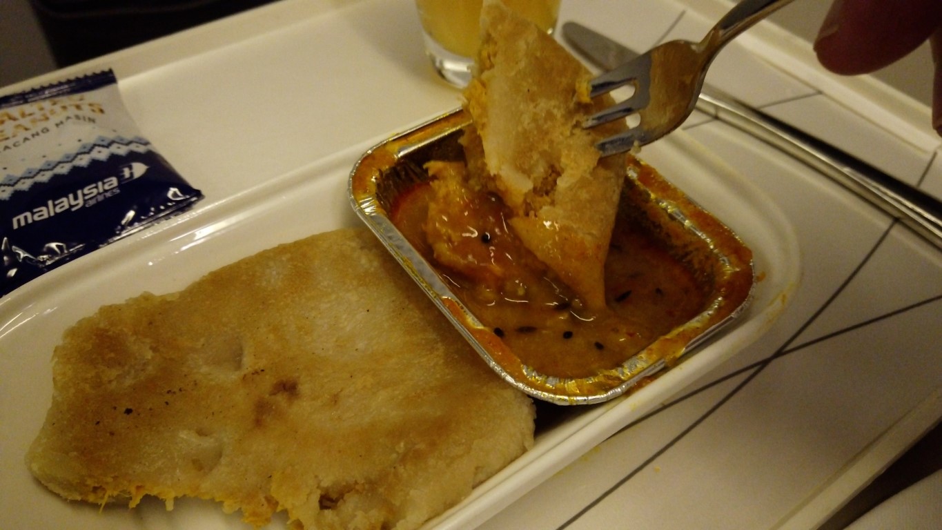 Martabak served on Malaysia Airlines Business Class