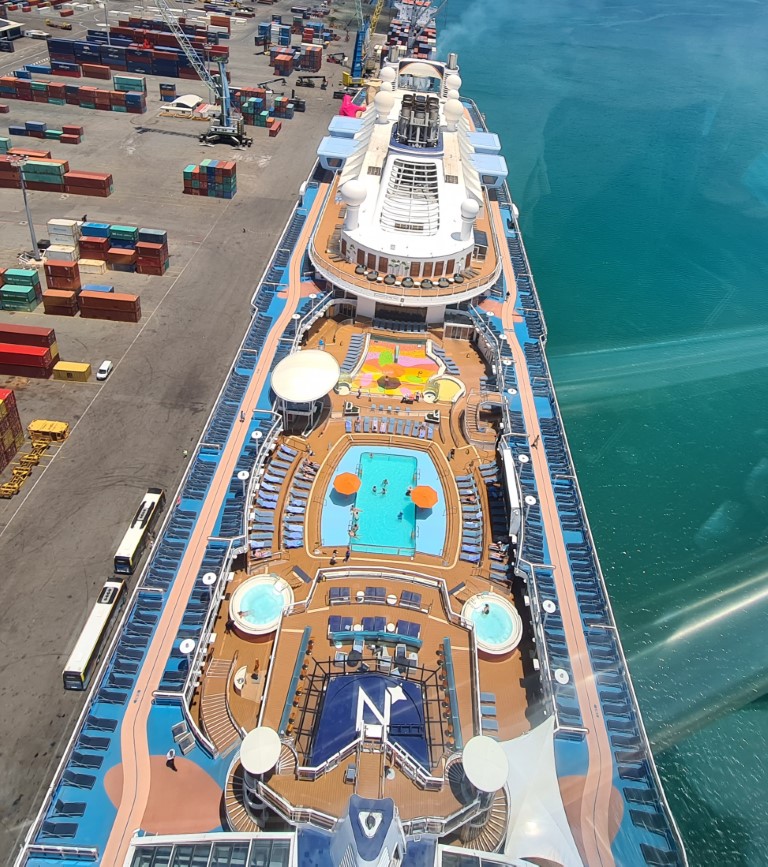Aerial Shot looking at the Walking Track on Quantum of the Seas