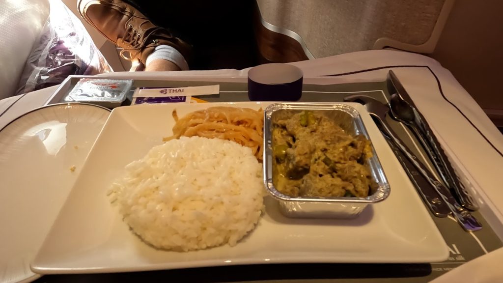Main meal served in Thai Airways Business Class