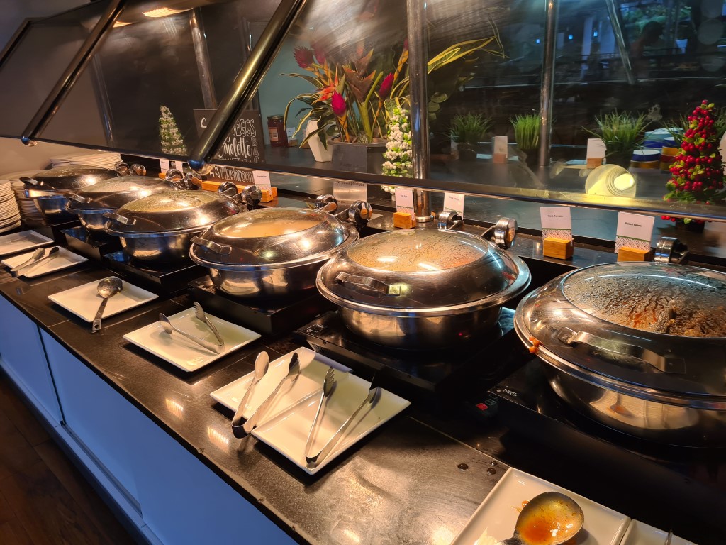 Hot Food Buffet Breakfast at Atrium Restaurant Doubletree by Hilton Cairns