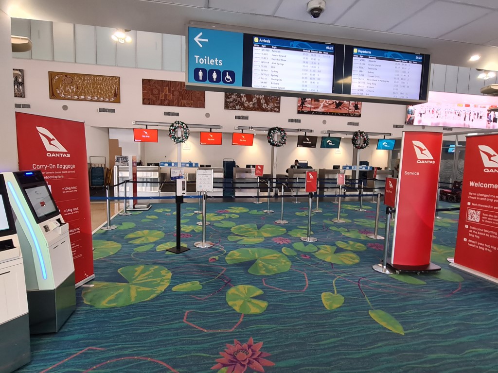 Qantas Check-in Counters at Darwin Airport