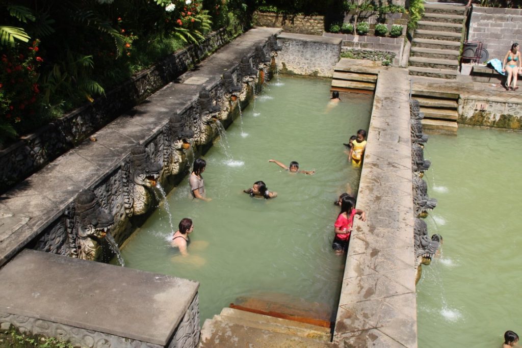 Smaller pools for cleansing at the Hot Springs Bali