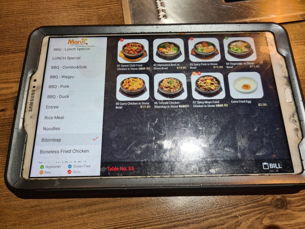 iPad for ordering at Maru Korean Restaurant Brisbane