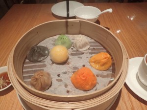 Different flavoured soup dumplings at Crystal Jade Restaurant Bangkok
