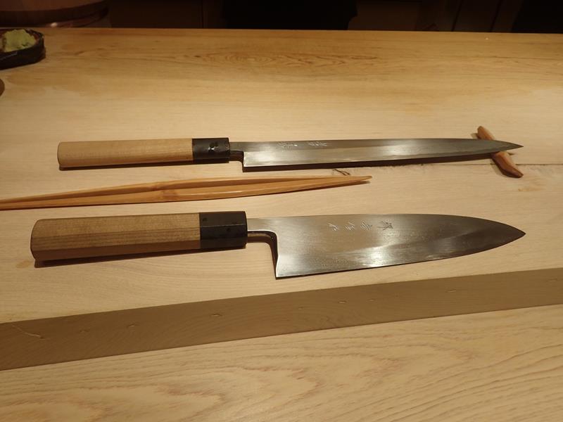 Sushi knives at Ginza Sushi Ichi