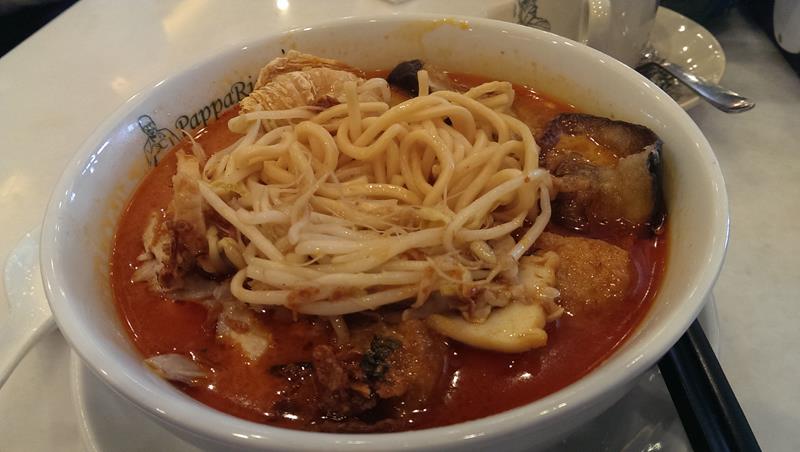 Noodles in the chicken laksa
