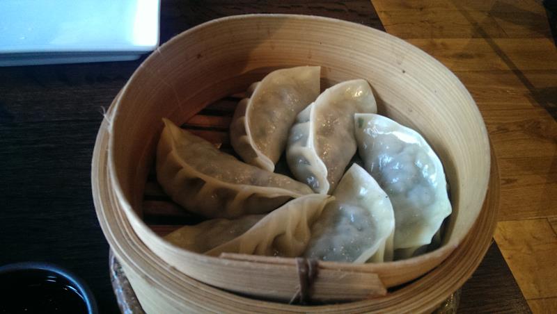 Steamed Wagyu dumplings at Sake Restaurant and Bar