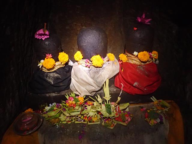Hindu Holy Trinity Shrine at Goa Gajah Bali