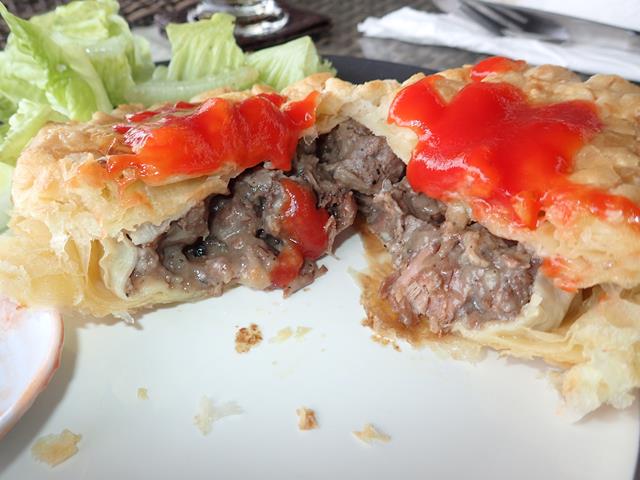 Aussie meat pie at Decks Cafe and Bar Nusa Lembongan