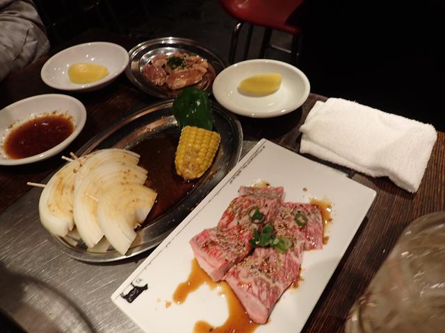 Meat and vegetables at Don Don Yakiniku Restaurant Shinjuku
