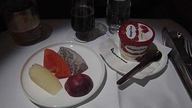 Dessert on Qantas Business Class
