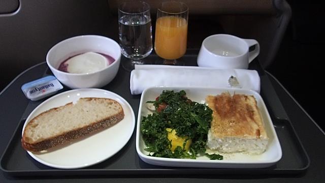 Breakfast Qantas Business Class Domestic Flight