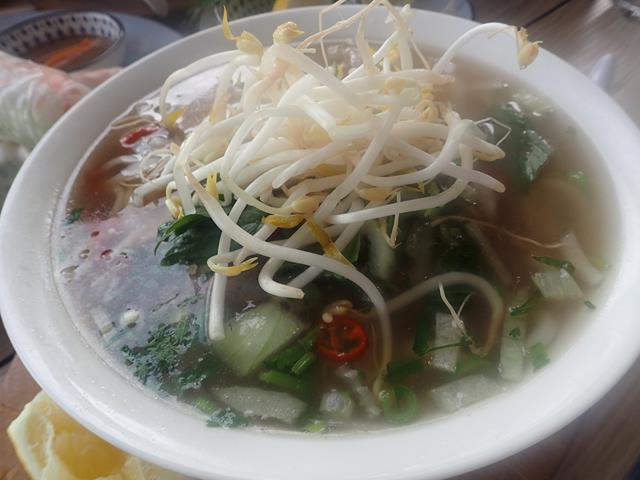 Raw beef Pho noodle soup at Pho Mo