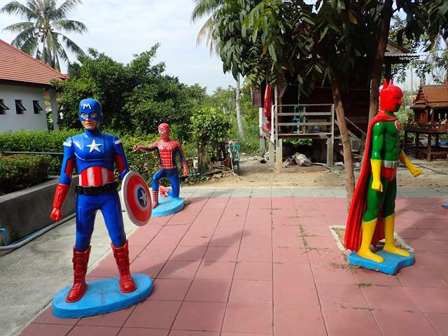 Cartoon Statues at Wat Bang Chak