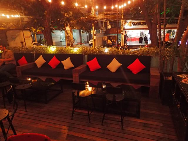Outdoor courtyard at Revolucion Cocktail Bangkok