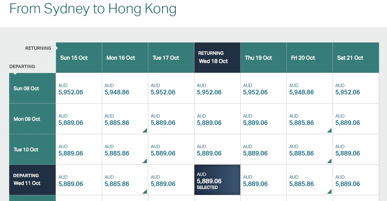 Cathay Pacific Business Class ticket