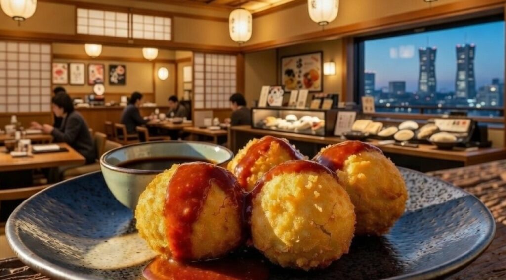 Miso Uzura Tomago Fry Nagoya specialty, deep-fried quail eggs with aka-miso sauce