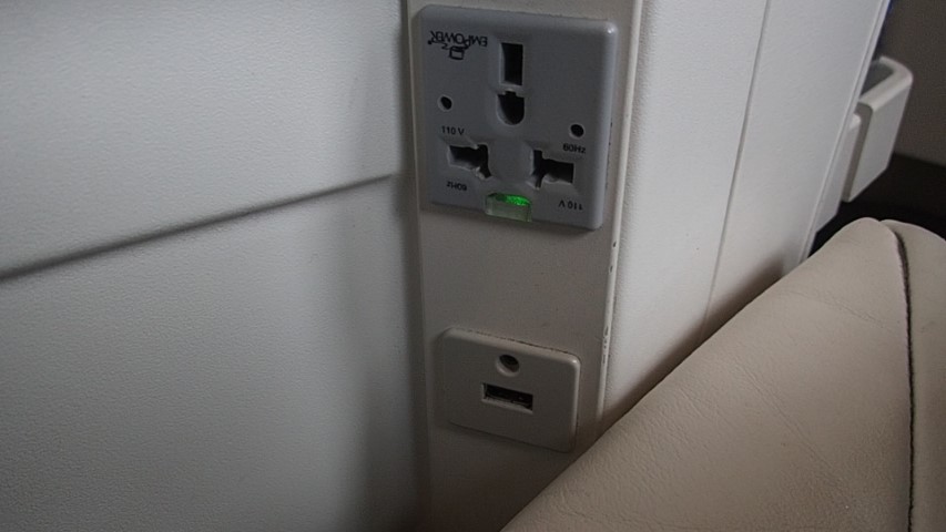 Power and USB in Fiji Airways Business Class